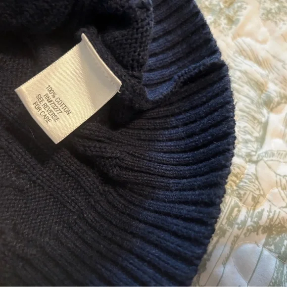 Croft & Barrow sz S Navy Blue V-Neck Sweater cable knit cotton layering preppy - Picture 6 of 15